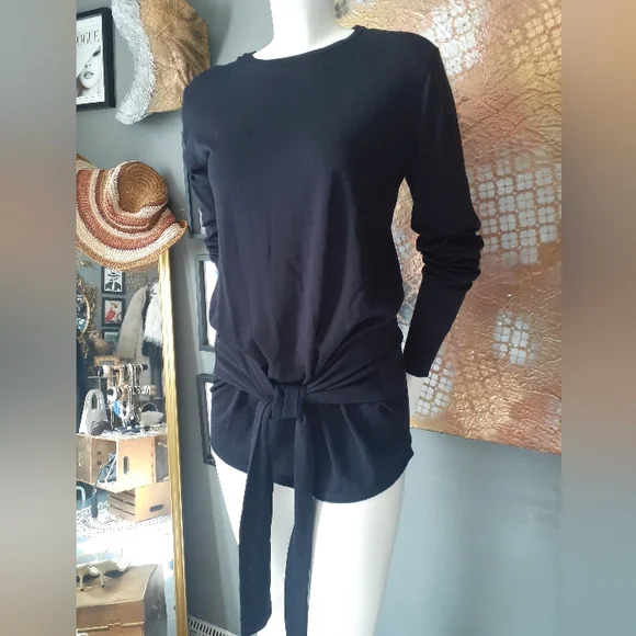 Nwt Zara Silk/Cotton Blend Tie Waist Sweater - Picture 10 of 15